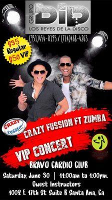 Bravo Cardio Club live Zumba and Crazy Fussion CONCERT!!!!!
June 30th