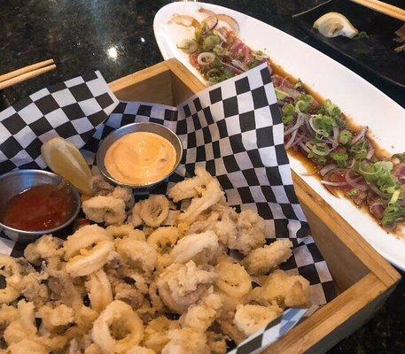 Fried Calamari Plate and tataki