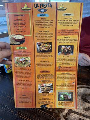 Front of menu