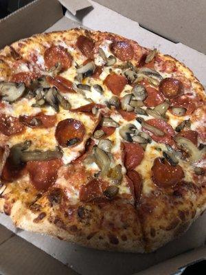 Pepperoni and mushroom