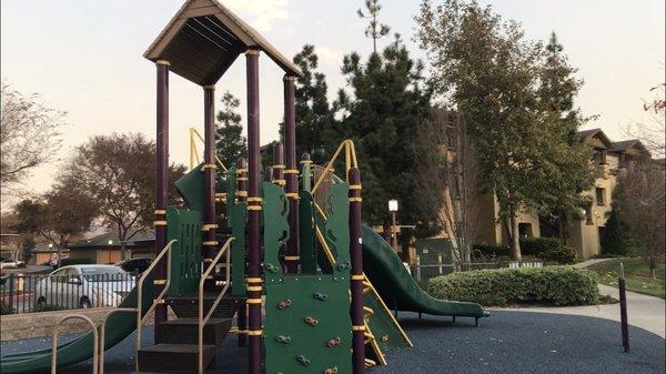 2 of 2 play structures. The slide on the left is super steep.