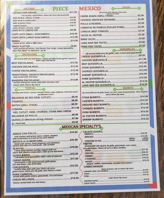 Updated Menu side 1