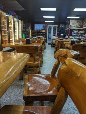 Dining area in the middle of the shop