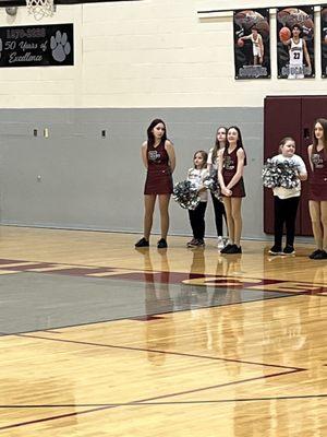 My 7 year old daughter got to dance with. Dance team at a home game