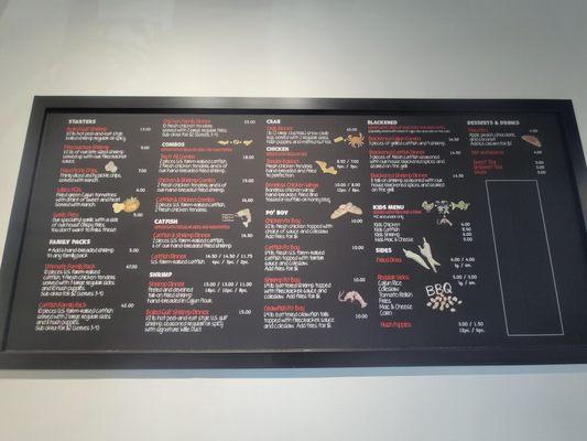 Menu as of 09/2022