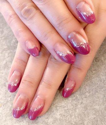 Diagonal French style-Hand Gel Nail