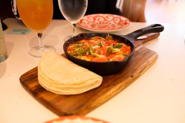 Queso fundido with chorizo