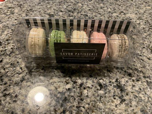 Assortment of macaroons.. cookies and cream, champagne, birthday cake, pistachio & vanilla