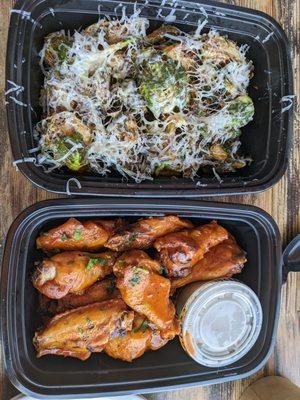 Brussels Sprouts and Wings at Forge Pizza