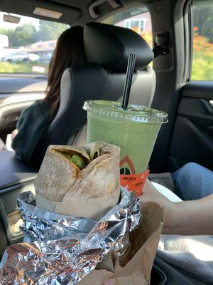 vegan wrap + protein shake