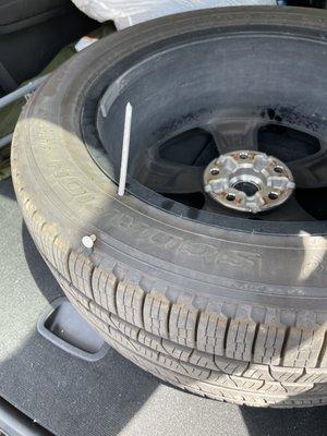 Damaged/non repairable (brand new) tire.