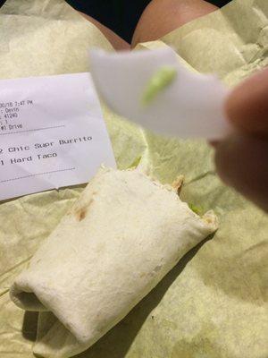 GUYS. Plastic in my burrito.