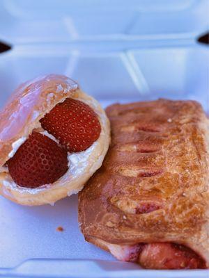 Strawberry donut and strawberry danish