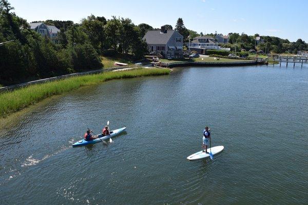 Double kayak and paddle board from Bass River Kayaks