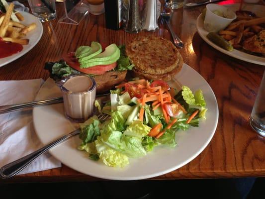 Veggie burger, salad with balsamic :)