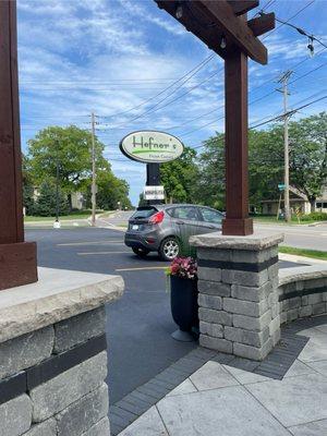 Parking lot and restaurant sign