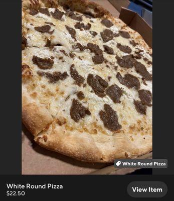 White Round Pizza with meatball