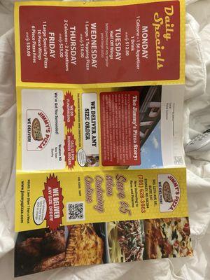 The pizza menu