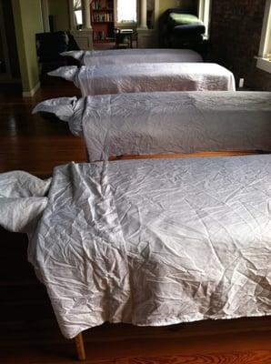 This is what the sheets they delivered looked like for our 5 Star Couples Massage Classes that weekend. Unbelievable.