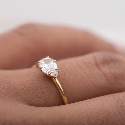 East west pear shaped ring