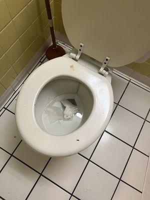 Toilet has dried something on and around it