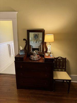 dresser in skinner room with truffles and pecans