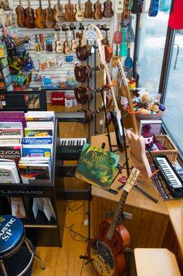 Lot of instructional books at the Old Town School Music Store