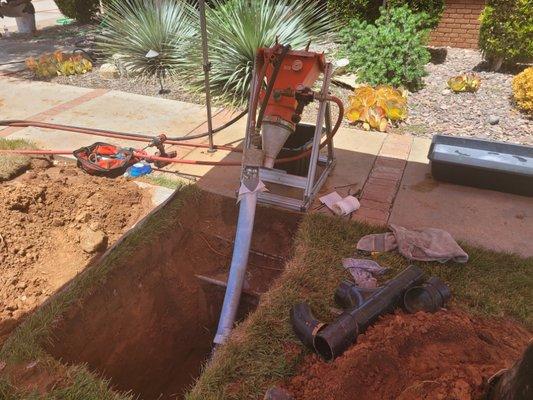 Curing an 85ft liner at a customers house