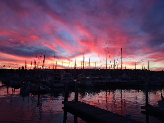 Sunset at Shelter Cove Marina aboard one of our beautiful BoatBnB.com yachts