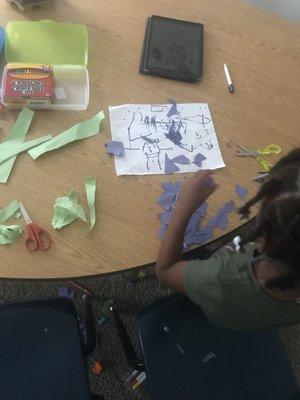 Littles practicing their cutting and Hand and eye coordination