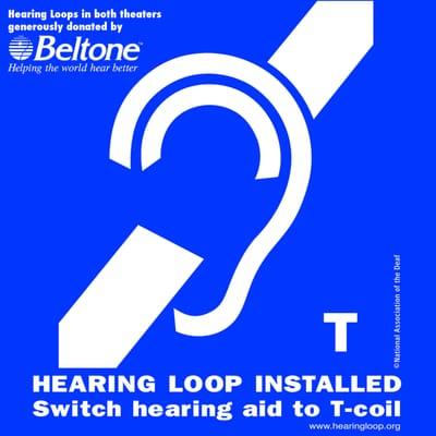 We're pleased to offer the convenience and clarity of an induction loop assistive listening system in both of our theaters!