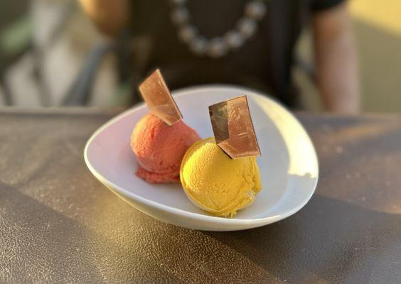 Strawberry and mango ice cream