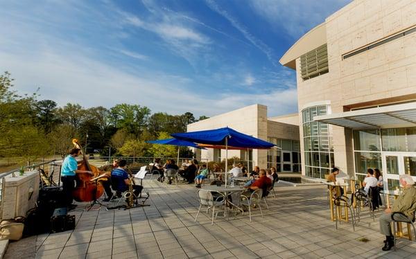 Patio where music and other events are held. Also you take your lunch out on the patio from the museum cafe.