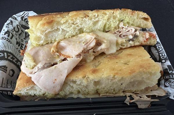 Turkey pesto on focaccia