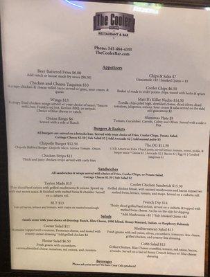 Updated menu: 1/28/22