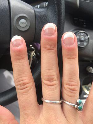 Came in for my wedding and asked for my cuticles to be cleaned up. He wouldn't go shorter on white even when I asked. Paid to have redone..