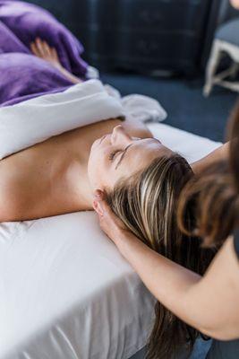 Scalp massage is one of a variety of complimentary upgrades to select for your massage session.