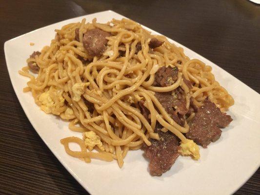 Garlic noodles with beef.  Delicious.