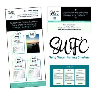 Salty Water Fishing Charters - Design and Print of Rack Cards and Logo