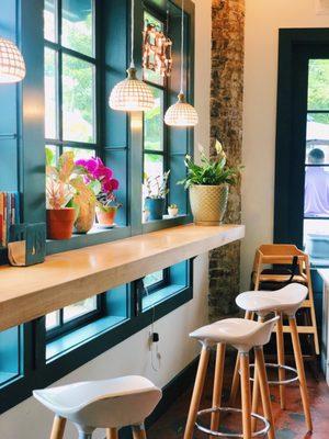 Indoor bar area seating.