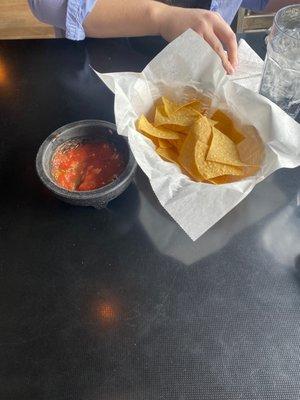 Free Chips and Salsa, but you pay an extra 1.50 for a refill