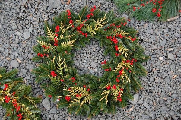 Wreath with mixed greens