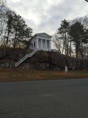 The Masonic temple in Woodbury as seen from below