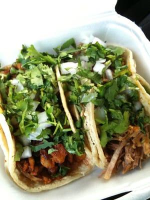 Al pastor & carnitas tacos