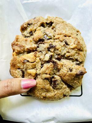 Giant chocolate chips macadamia nut cookie.