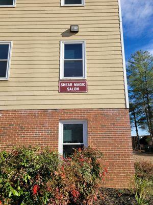 Building with new signs.