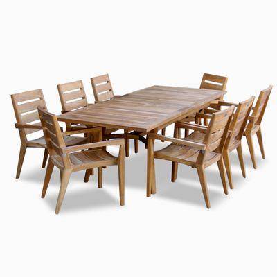 Mid-century teak dining set with stacking chairs