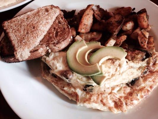 Veggie egg white omelette, home fries and toast - not even $10!