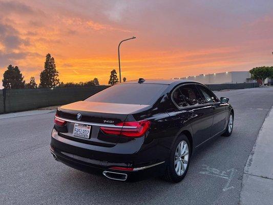 Sunset driving in the BMW.