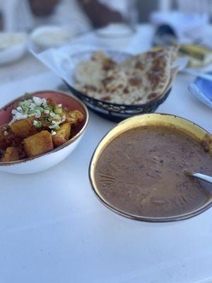 Dal Makhani and Aloo Gobhi (potatoes and cauliflower sautéed)